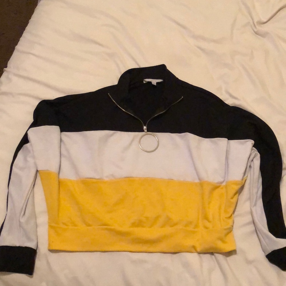 Multi-Colored Quarter Zip Cropped Jacket